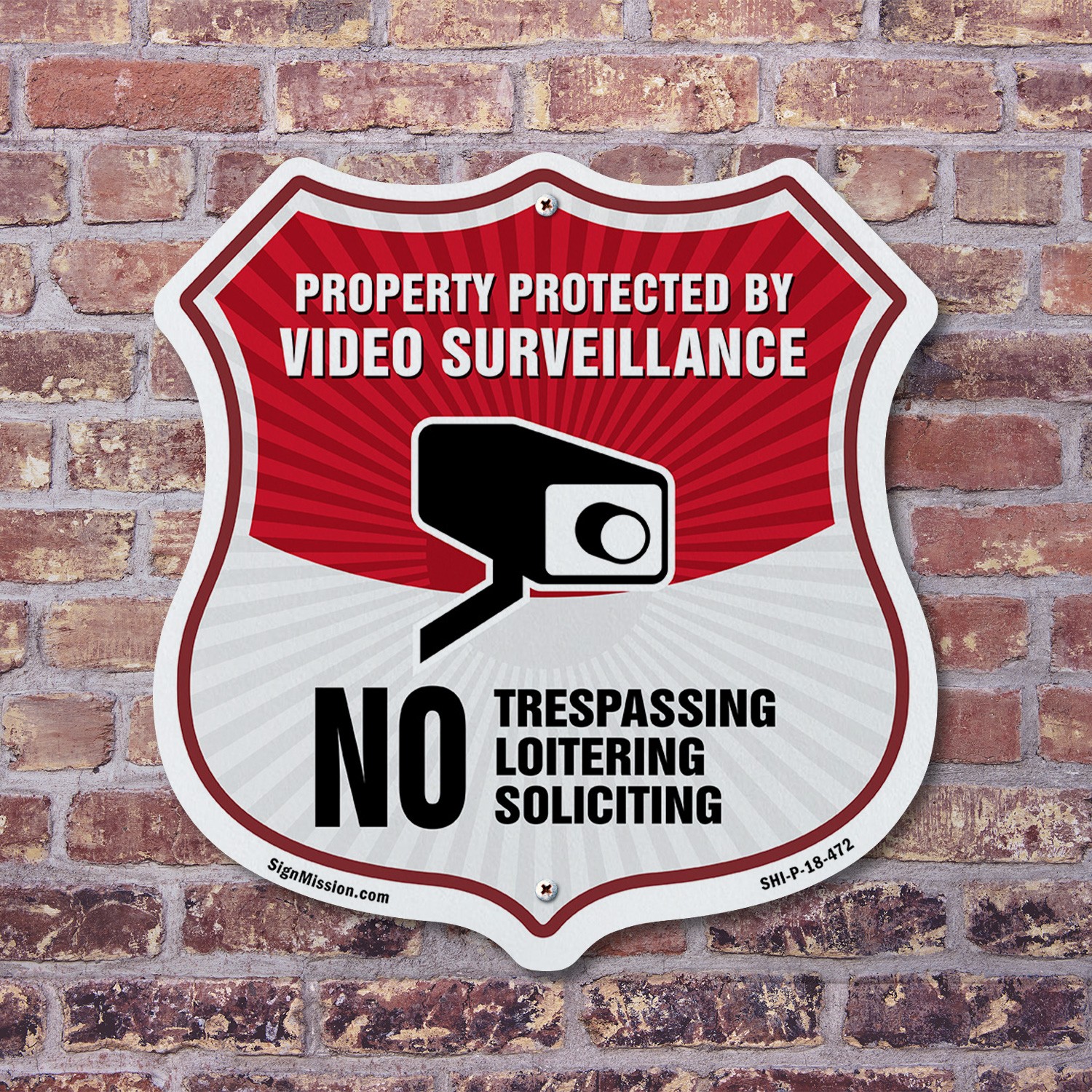 Video Surveillance Shield Sign Property Protected By Video S Shield Shaped Sign