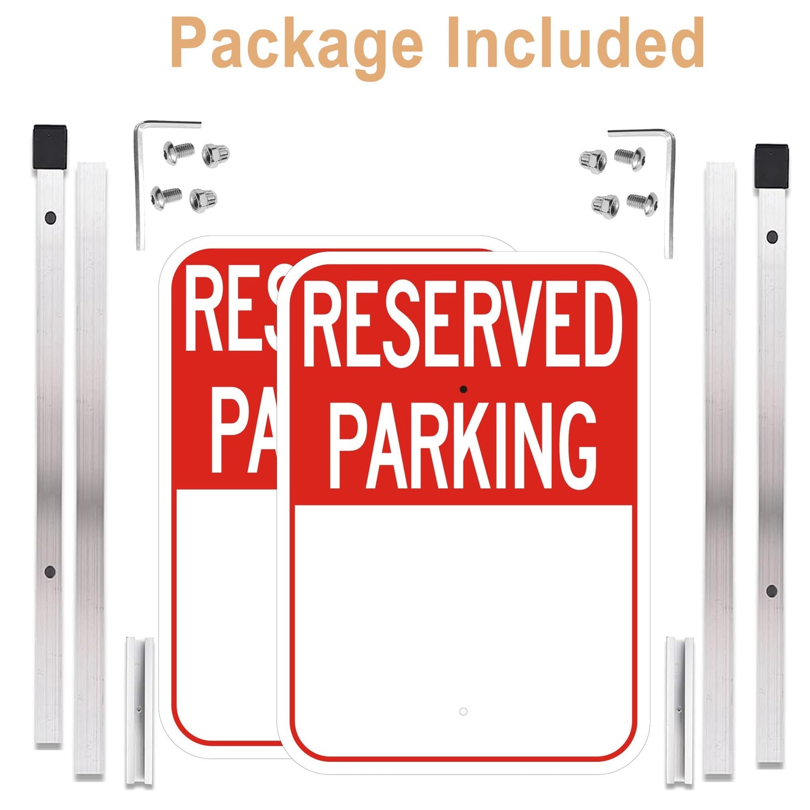 Blank Reserved Parking Signs With 36 Inch Stakes 14×10 Inch Aluminum 2 PCS