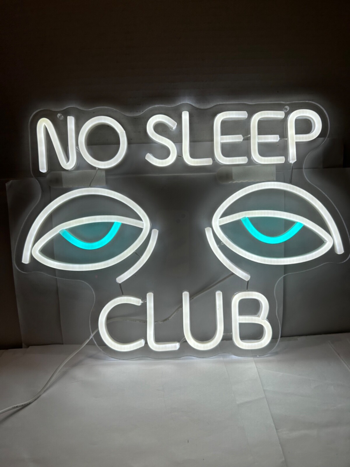 NEON SIGN NO SLEEP CLUB HARD WORKER GRAD STUDENT GIFT 16” Wide by 12” TALL