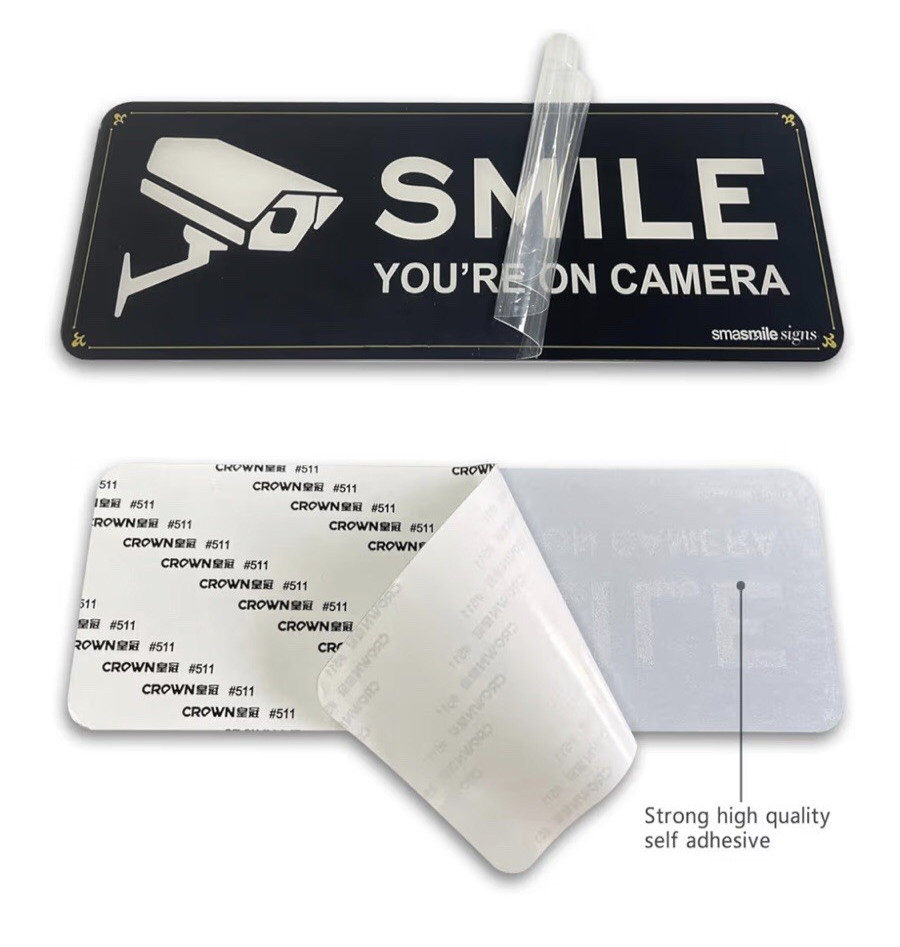 Smile Your on Camera Signs 4 Pack 9&Prime; X 3.1&Prime; Acrylic Camera Signs NEW!