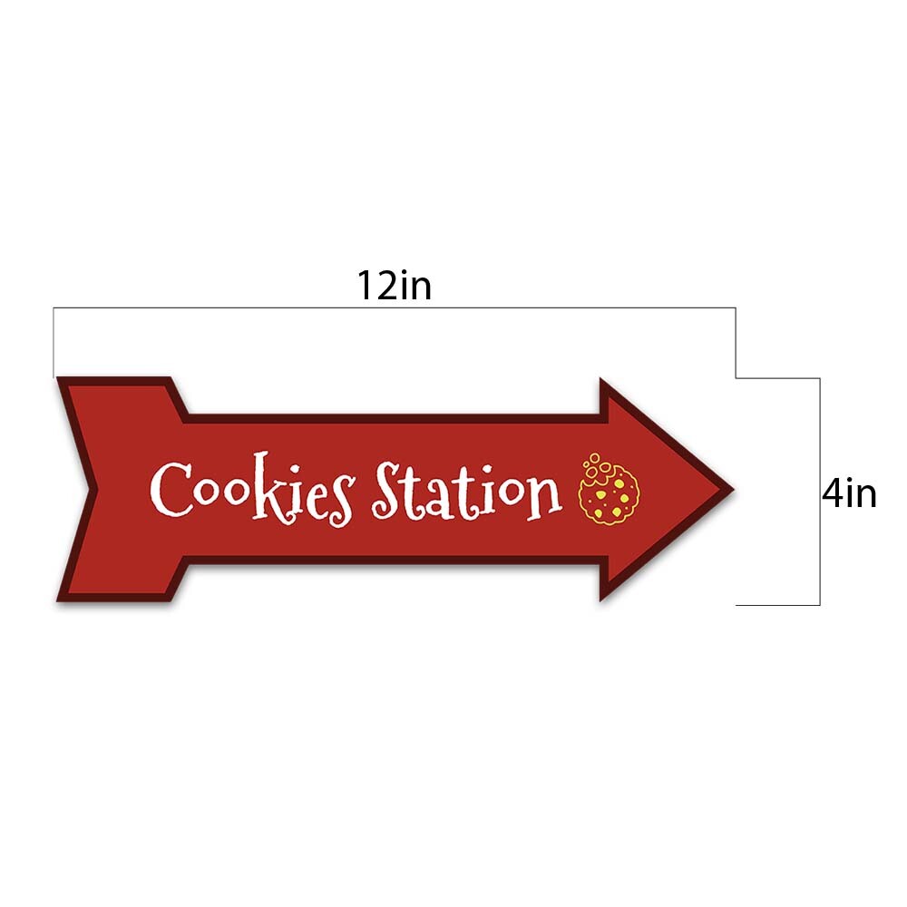 Arrow Shape Plus Cookies Station 12×4&Prime; Wall or Door Sign | Christmas