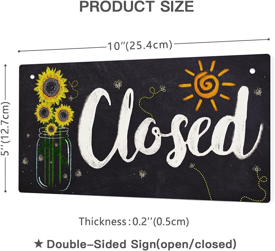 Weatherproof Open Closed Sign – 10×5 Inches PVC Hanging Sign for Cafes & Shops