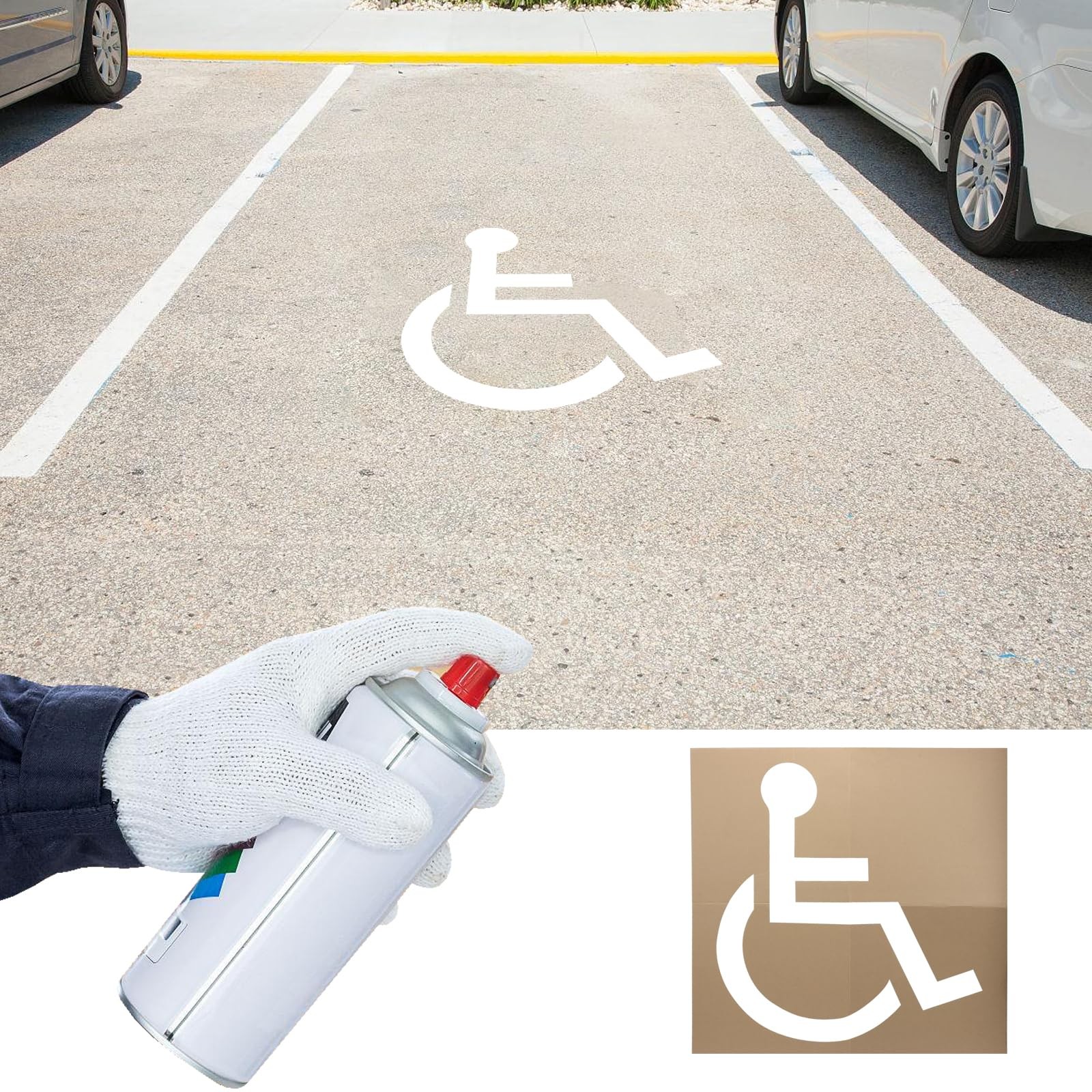 Kcgani 2 Pcs 39.4&Prime; Handicap Parking Stencil Kit, Reusable 39.4 inches, Brown
