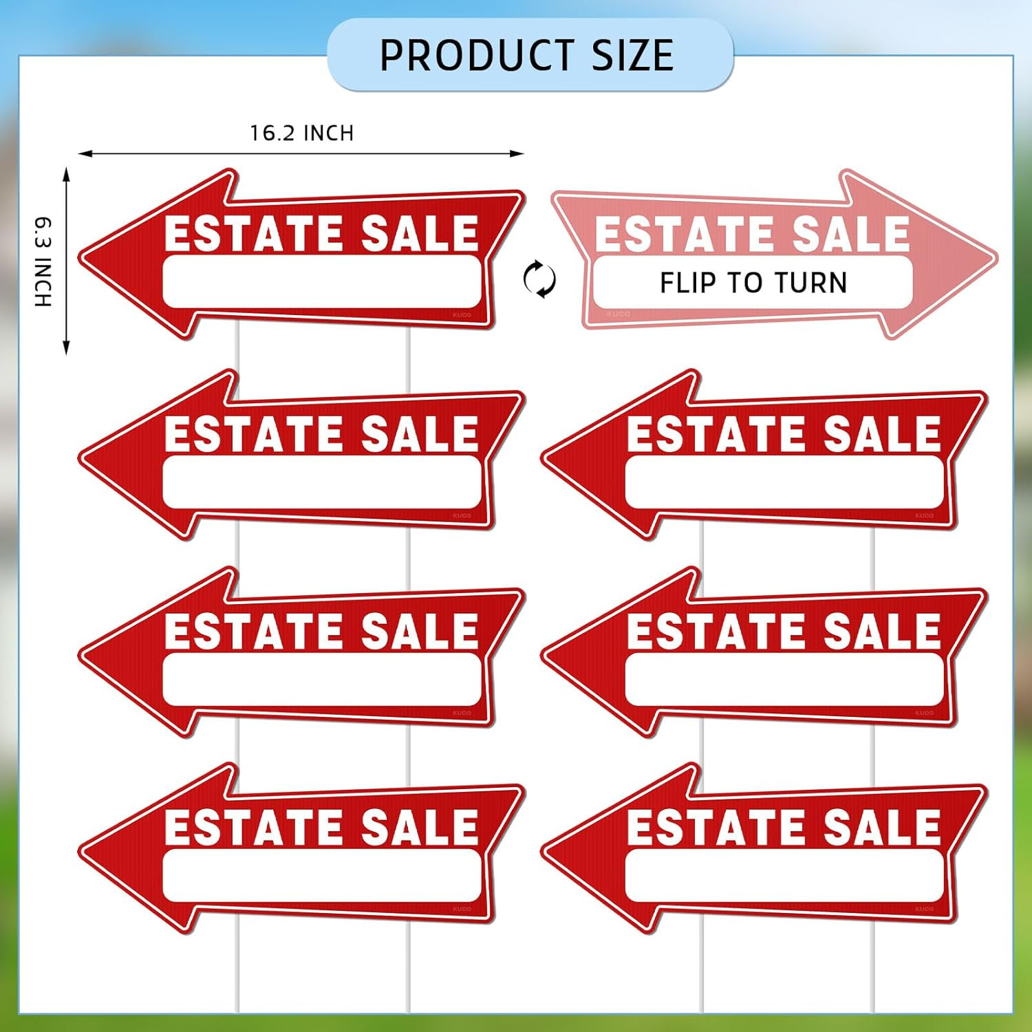 7 PC Estate Sale Signs, 17&Prime; X 6&Prime;, Estate Sale Signs with Stakes Double Sided, La
