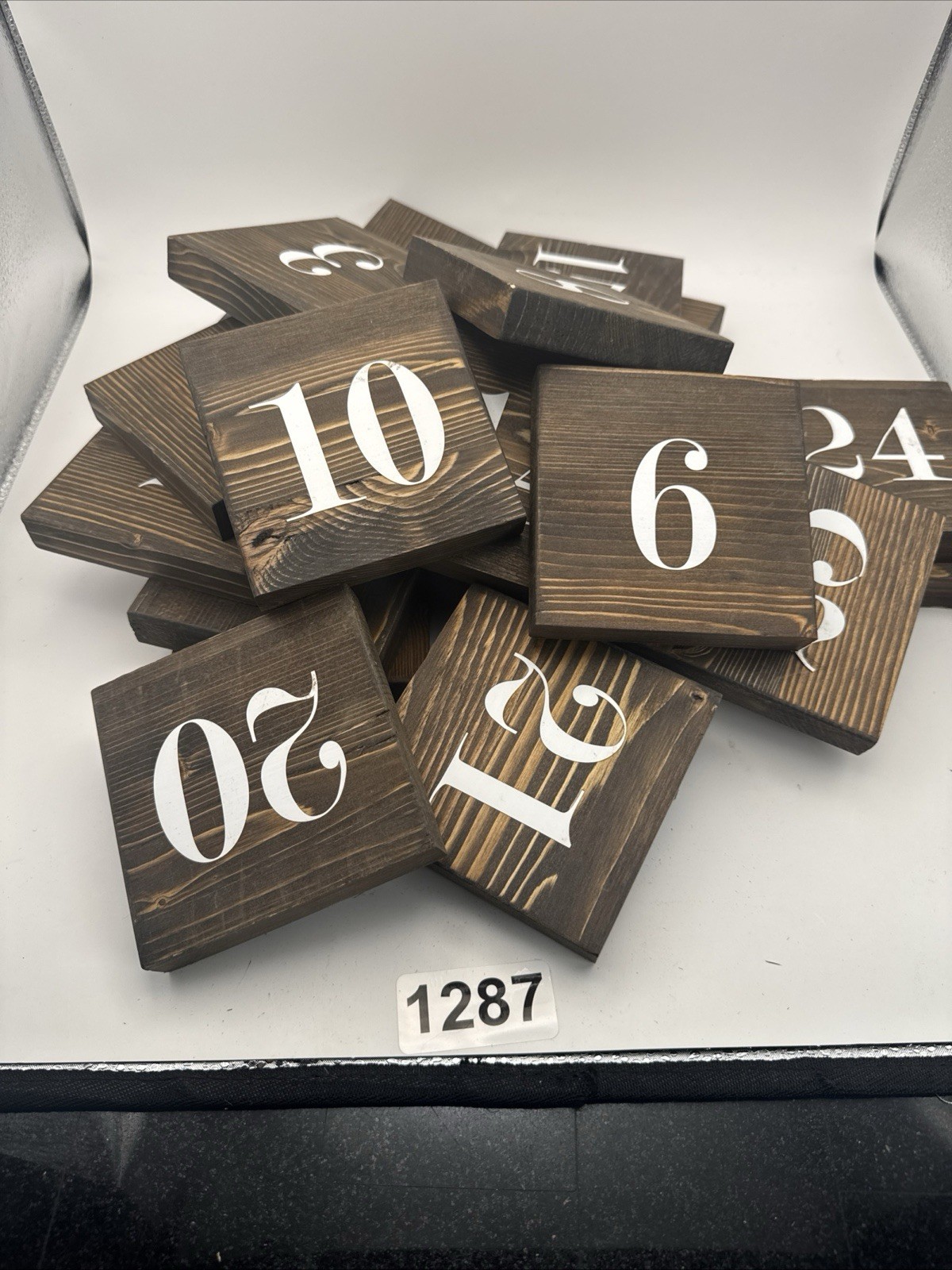 24 Pieces Rustic Wooden Table Numbers 1-12 Double Sided Numbered 4”x4”