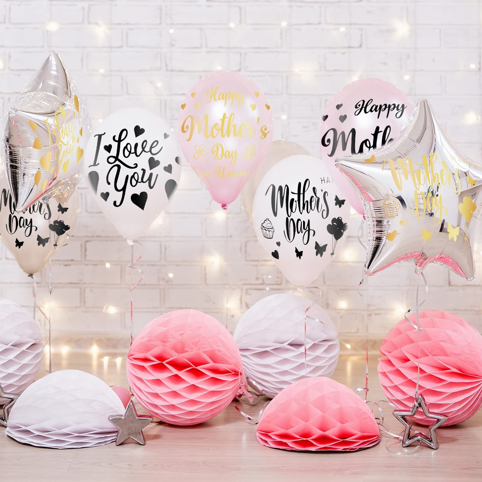 Estune 60 Sheets Happy Mother&rsquo;s Day Balloons Stickers Mother&rsquo;s Day Party Supp…