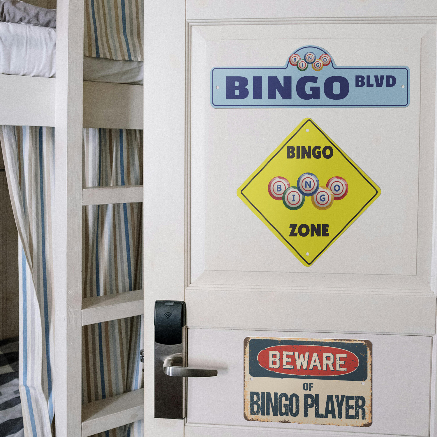 Bingo (3 Pack) Plastic Street Sign Crossing Warning Vintage Rustic Beware