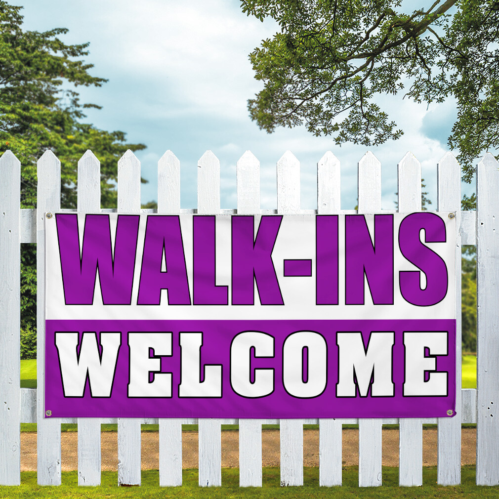 Vinyl Banner Multiple Sizes Walk-Ins Welcome Advertising Printing A Business