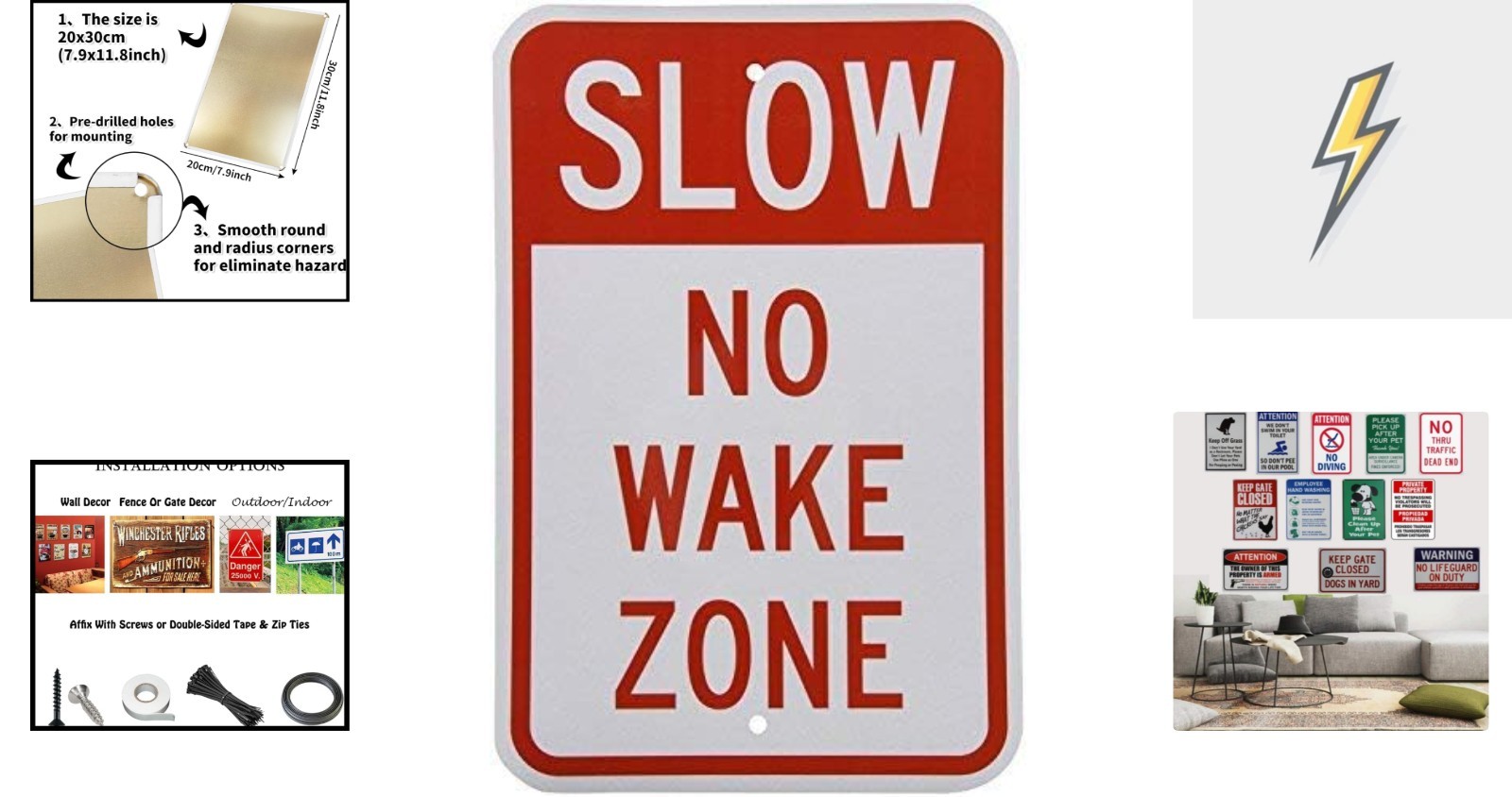 Environmentally Friendly Reflective Sign – Slow No Wake Zone, 8×12 Inches