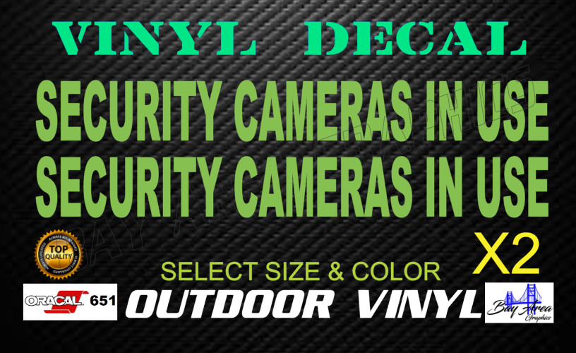 Security Cameras In Use Sticker 2 Pack Outdoor Window Vinyl Sign USA
