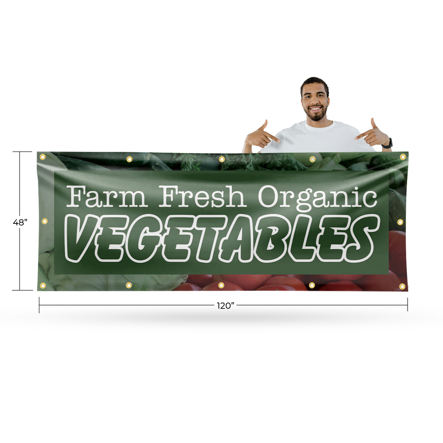 Farm Fresh Organic Vegetables Vinyl Banner Sign with Metal Grommets Heavy-Duty