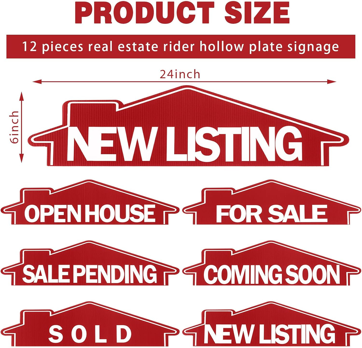 12 Pcs Real Estate Rider Signs 24 X 6 Inch Coming Soon, for Sale, Pending, Sold