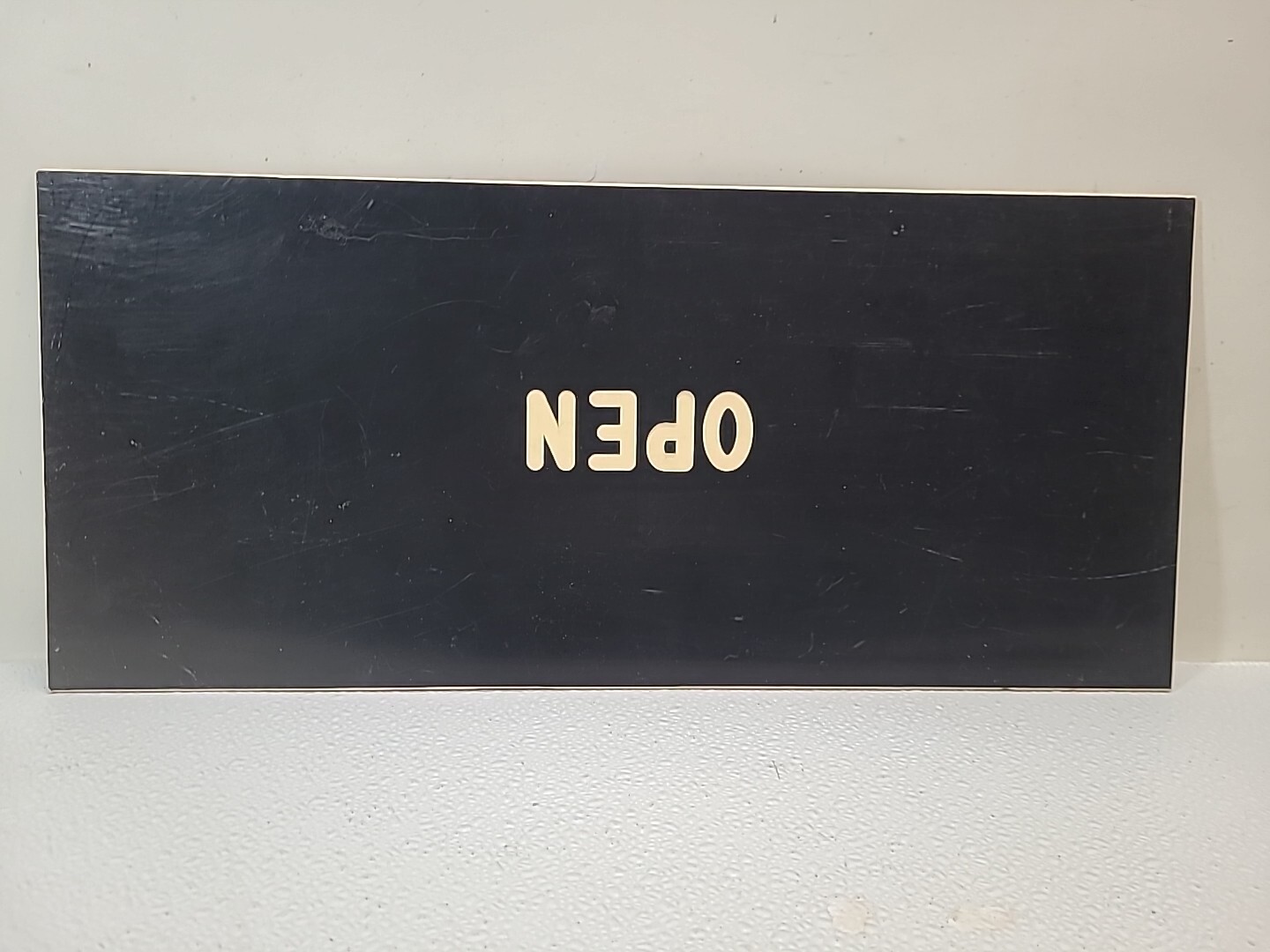 Set of Vintage OPEN / CLOSED White Letters On Black Double Sided 18&Prime; x 8&Prime;