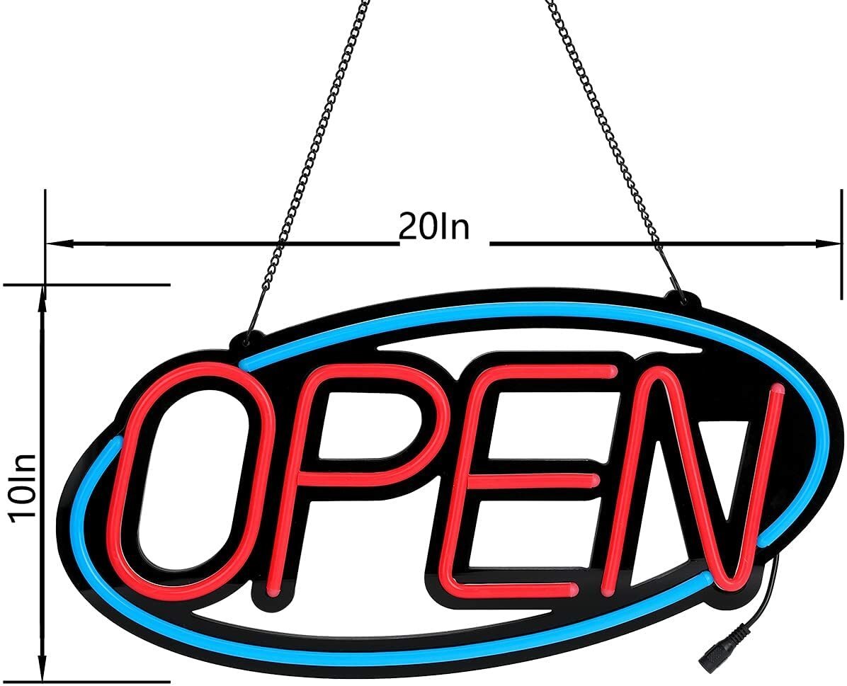 OPEN Sign Oval LED For Business Window 10 Flashing & Scrolling Modes 20&Prime; x 10&Prime;