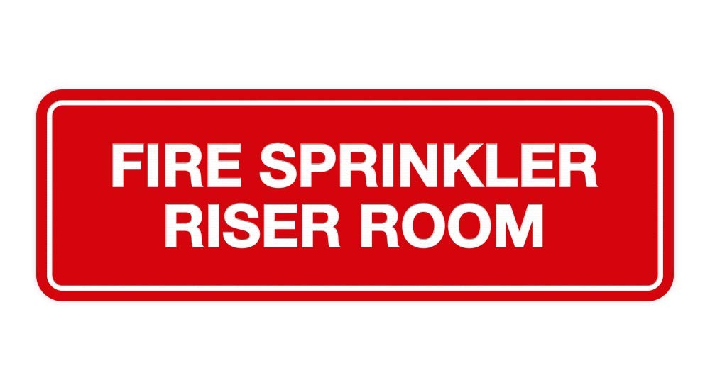 Standard Fire Sprinkler Riser Room Sign Large Red 14×10 Inch Metal Decor