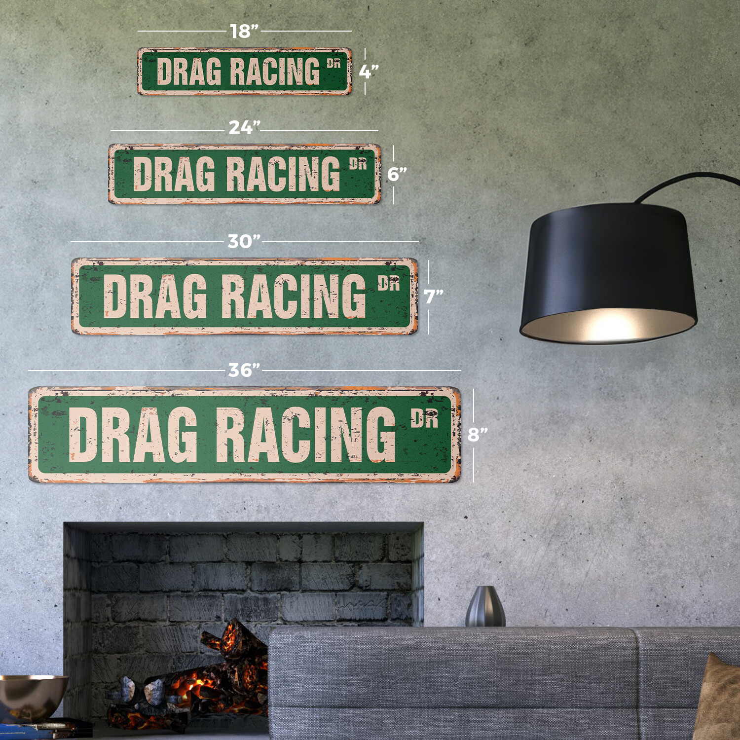 DRAG RACING Vintage Street Sign Metal Plastic dragster strip racer driver funny