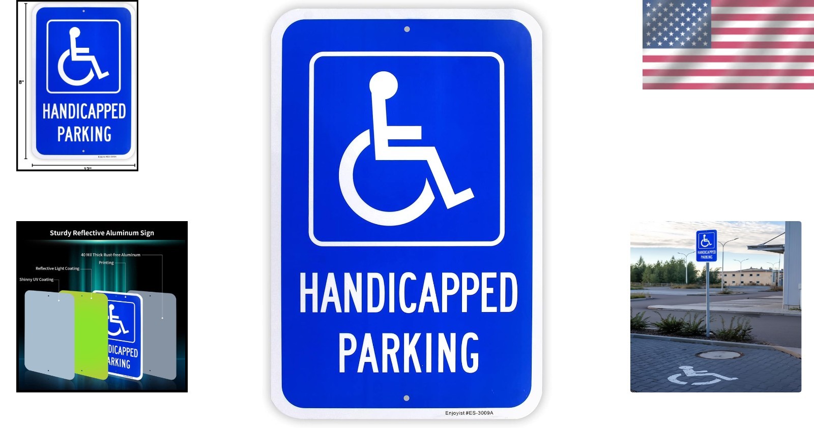 Reflective 18&Prime;x12&Prime; Heavy-Duty Handicapped Parking Sign – Easy Install Aluminum