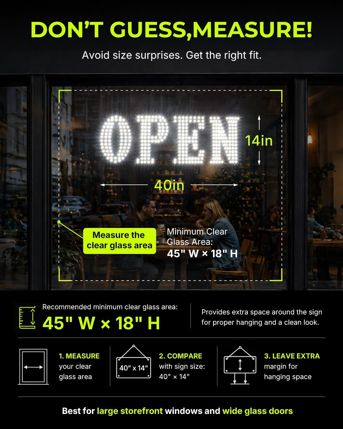 40&Prime;X14&Prime; Open Sign, Extra Bright Jumbo Led Open Signs for Business with High
