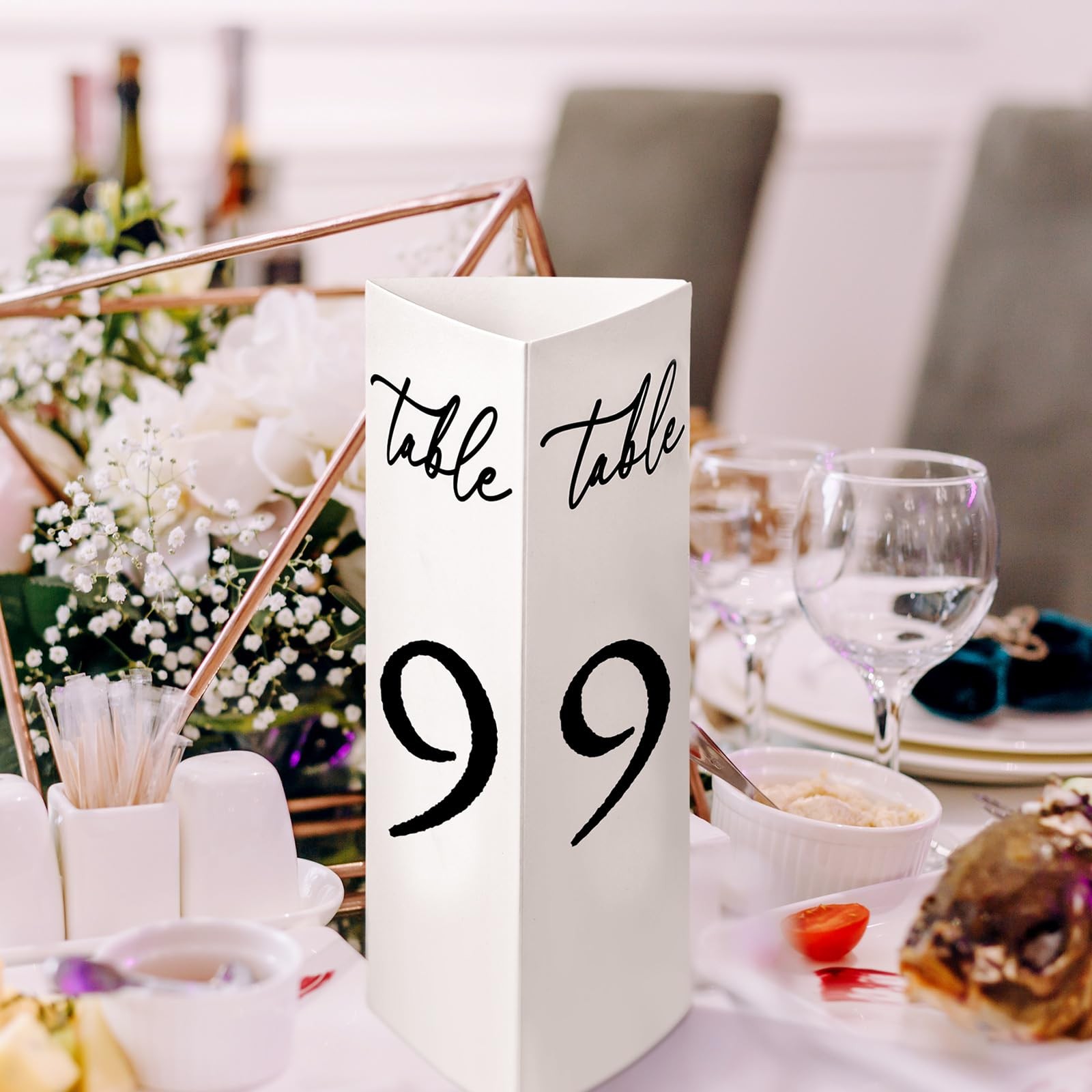 Wedding Table Numbers 1-20 Paper Trifold Cards Black White Freestanding