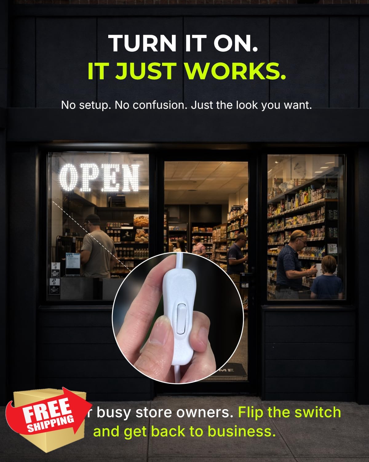 LemonNova LED Open Sign 30&Prime; x 10&Prime; White