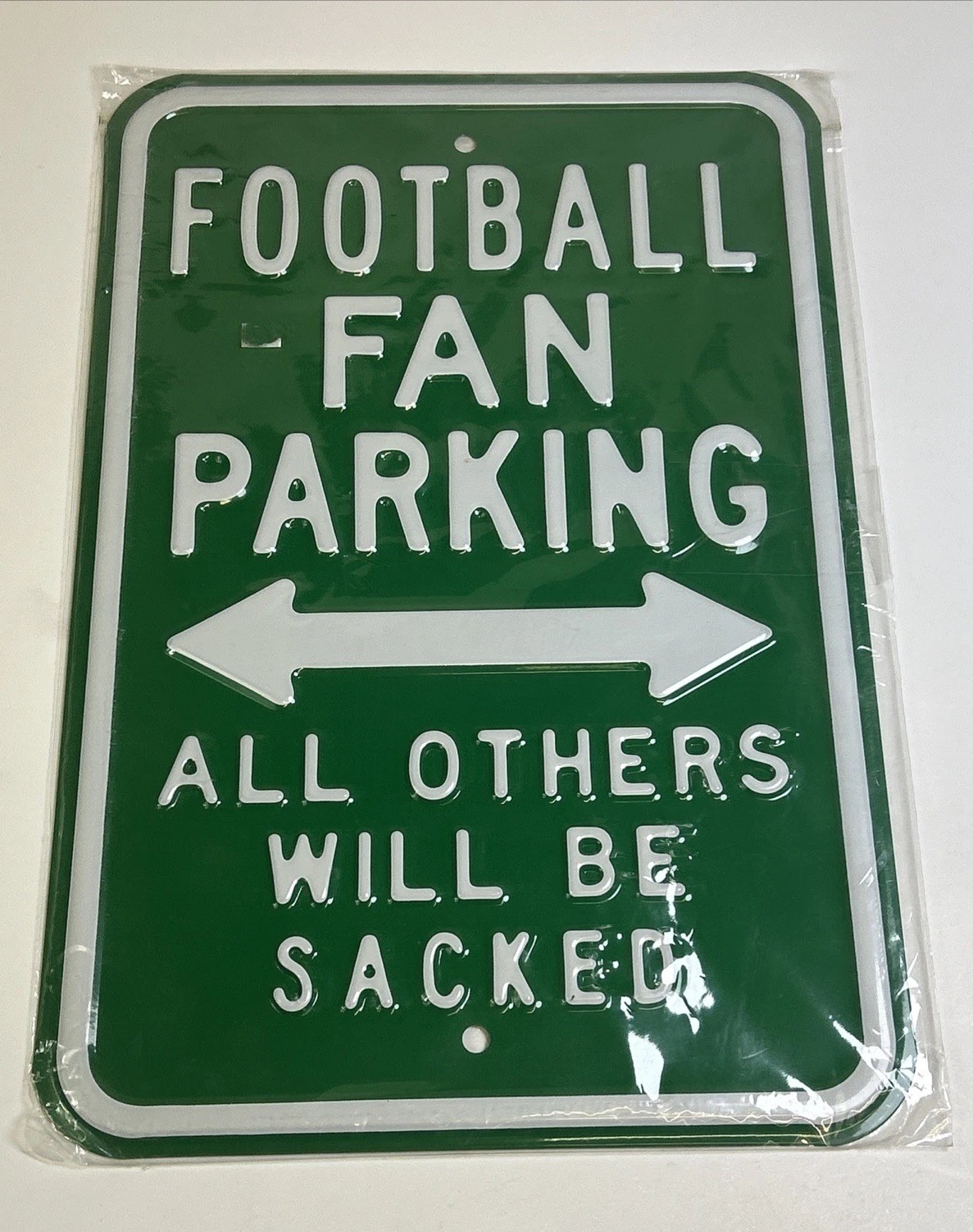 Football Fan Parking Green Wall Decor Novelty Metal Sign 2lb 15oz Man Cave Decor