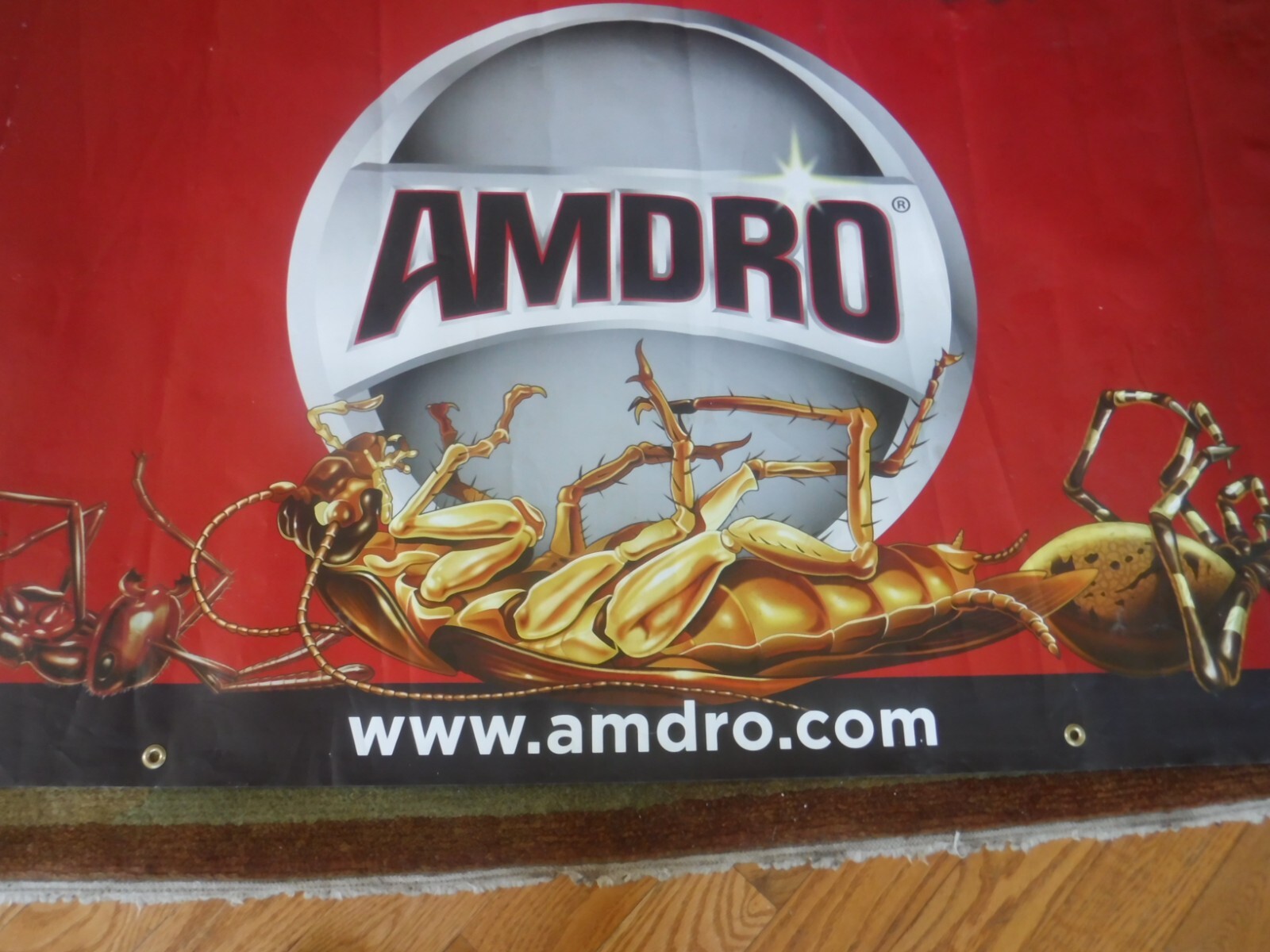 Vintage Amdro No Mercy No Bugs poster 3X7 feet