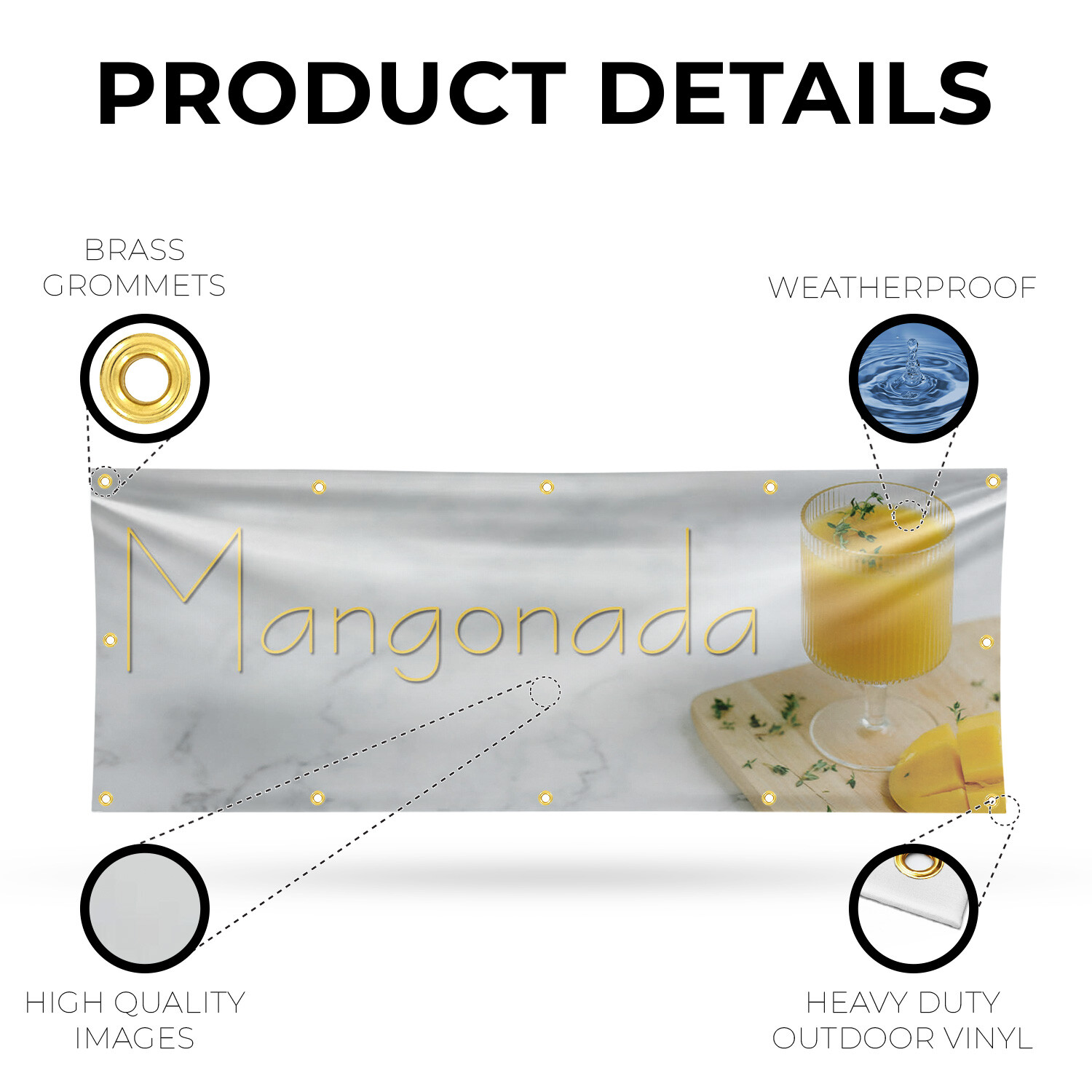Mangonada 13 oz Vinyl Banner Sign with Metal Grommets Heavy-Duty Single-Sided