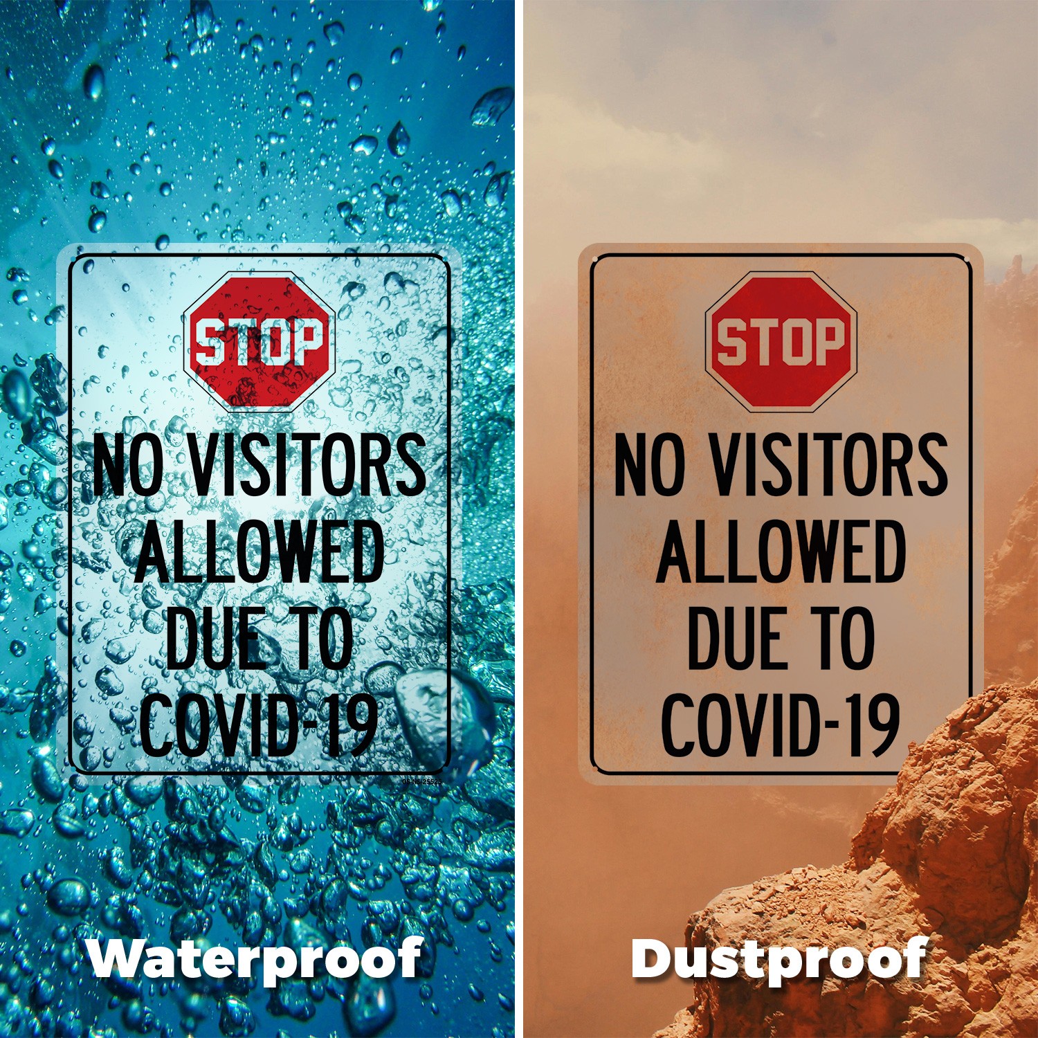 Stop No Visitors Allowed Due To COVID-19 Public Safety Sign, Decal 5 or 10 Pack