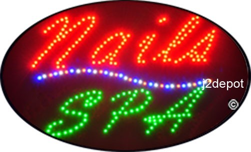 US Seller Animated Nails Spa Led Sign neon lighted. Video inside. 21&Prime;x13-1/2&Prime;