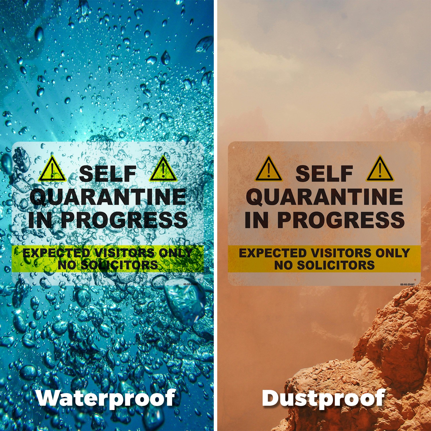 Self Quarantine In Progress No Solicitors Public Safety Sign, Decal 5 or 10 Pack