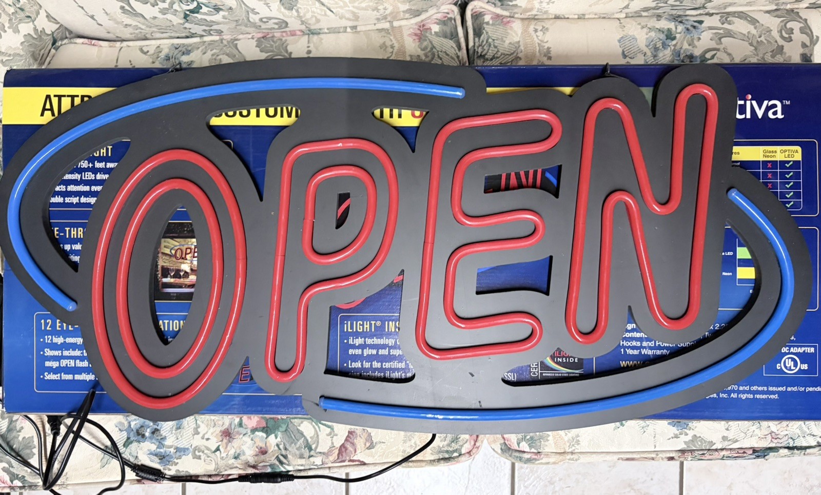 Optiva Open Signs | Neon Open Sign Look, LED Lights | 12 Eye-Catching Animations