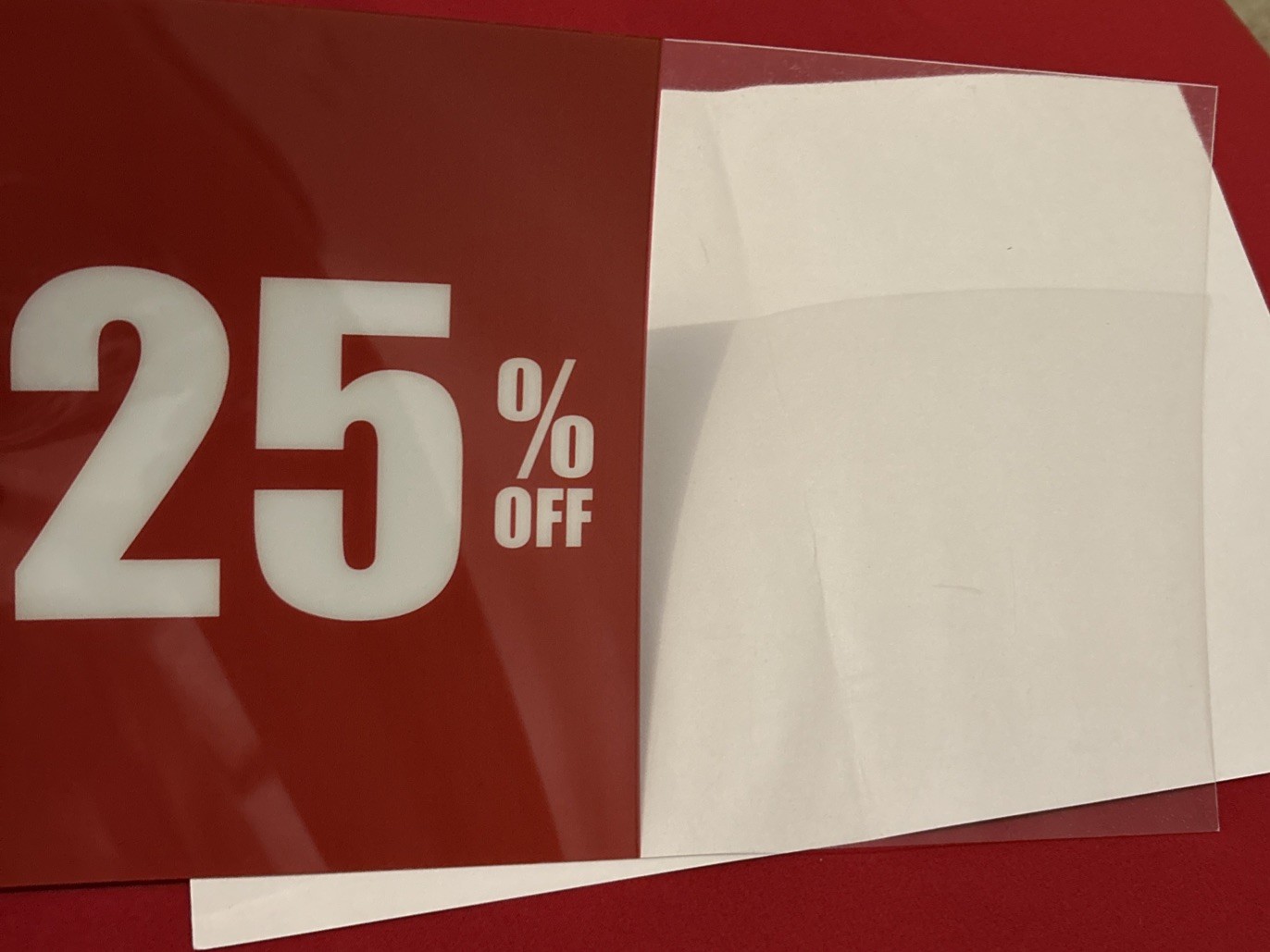 Plastic Store Sale Signs 11×7 In. 20% And 25% Reversible Sign.