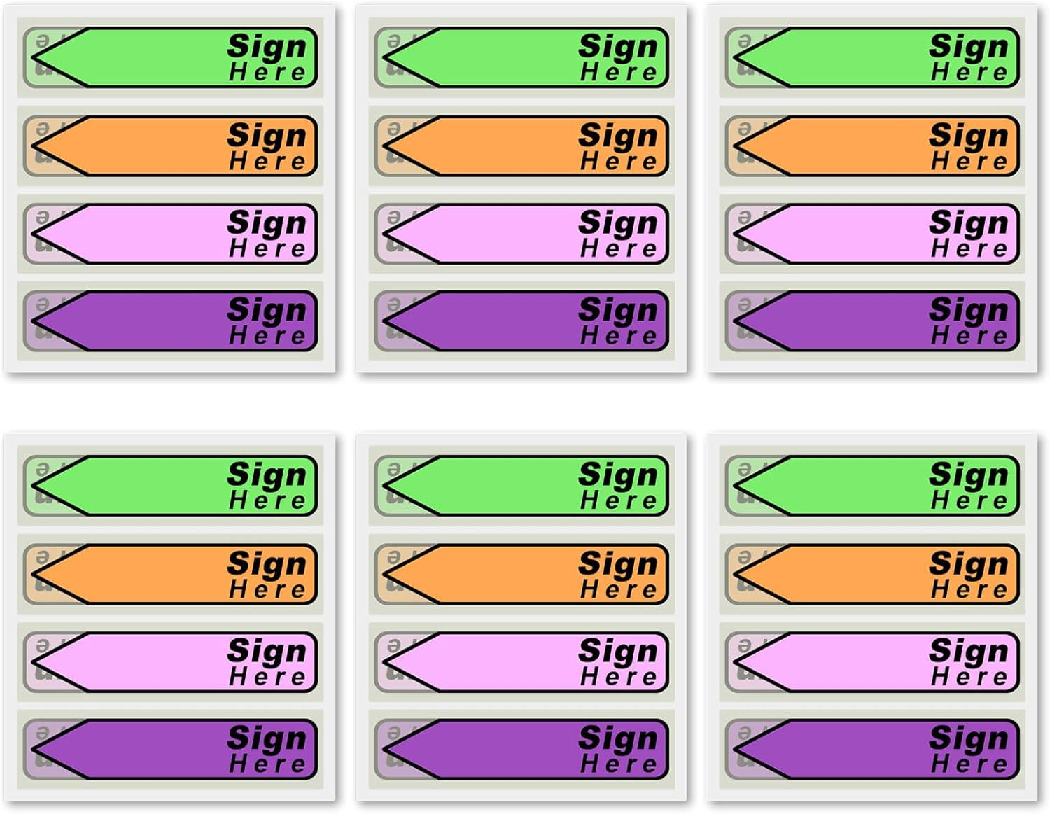 600Pcs Stickers(6 Pack) Sign Here Labels, Sign Here Flags Sticky Notes Initial T