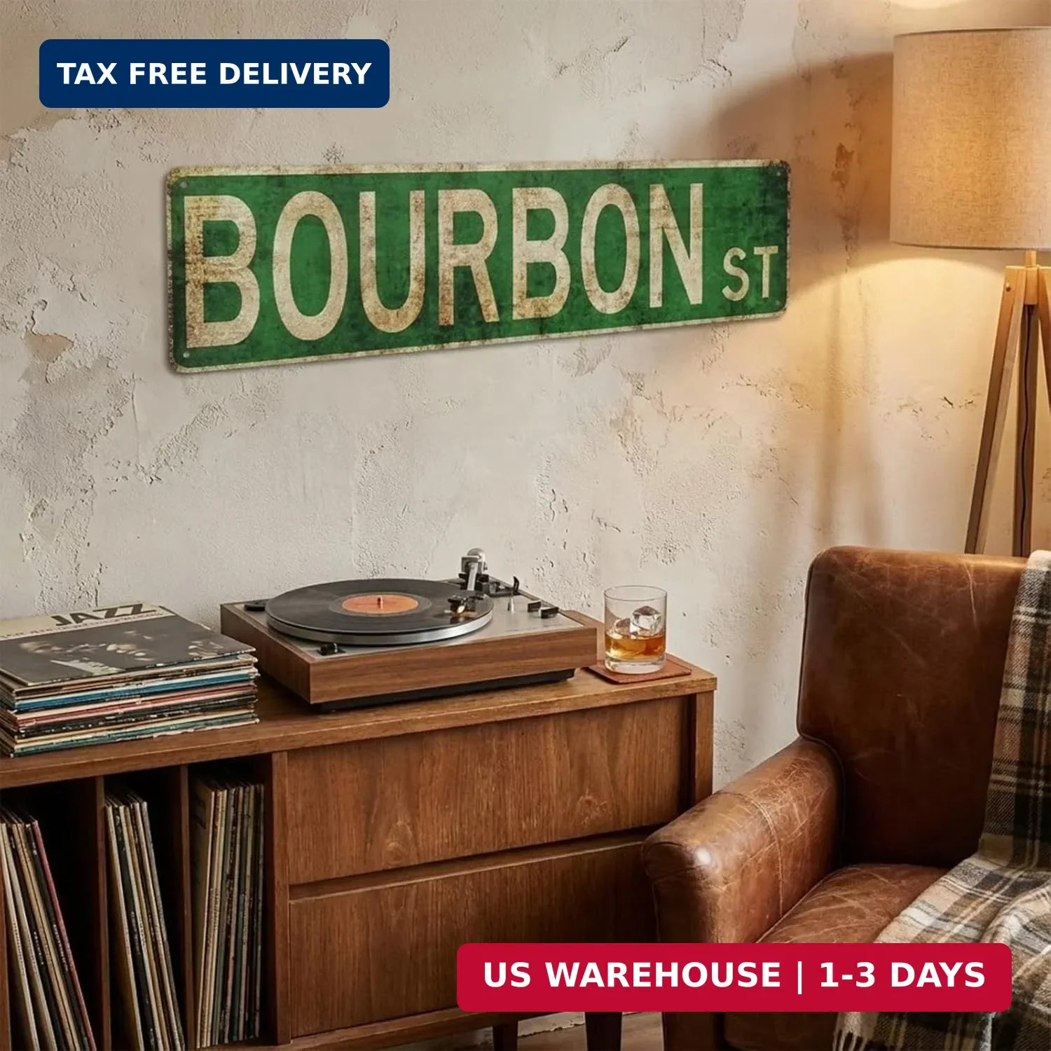 Vintage Bourbon Street Metal Sign 4×15 inch | Rust-Free Aluminum New Orleans Wal