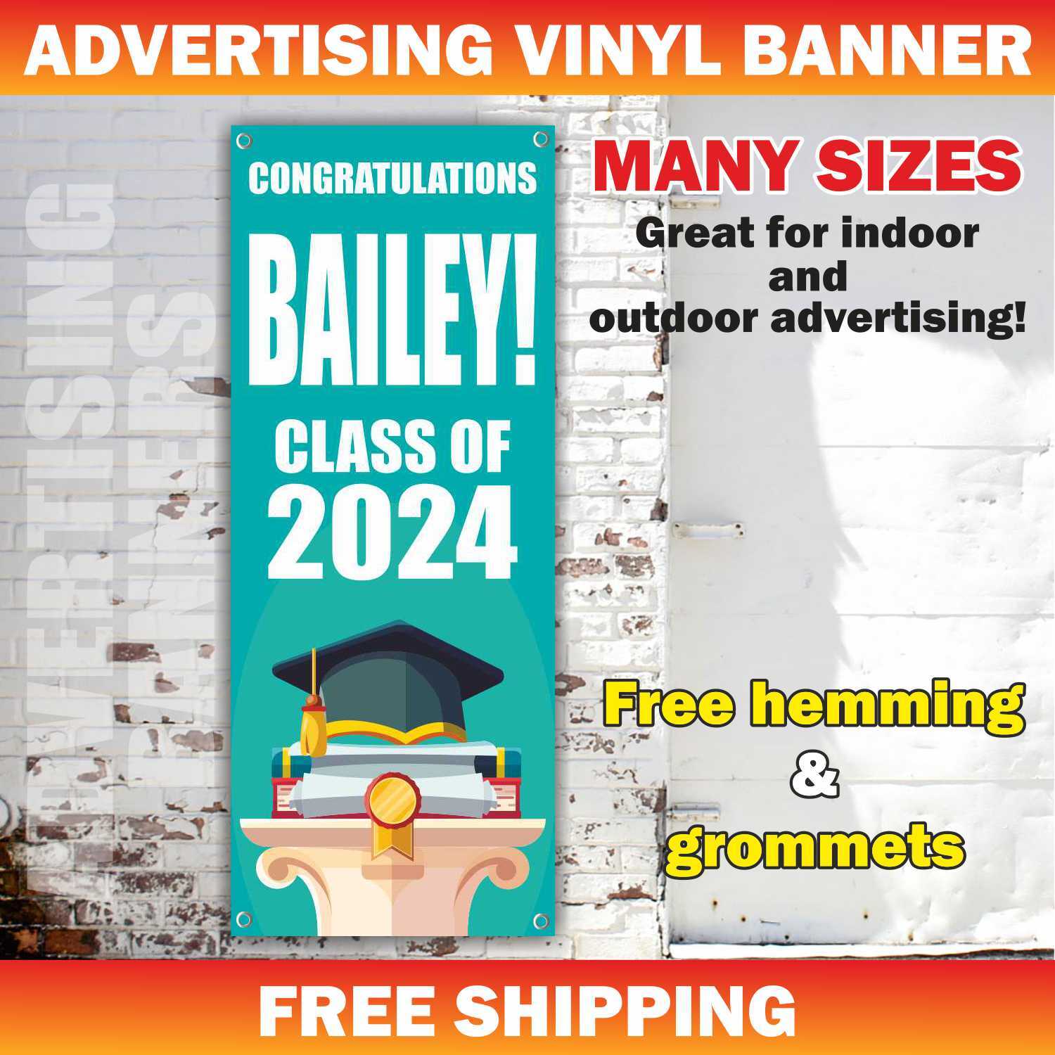 CLASS OF 2024 Advertising Banner Vinyl Mesh Sign School University Graduate