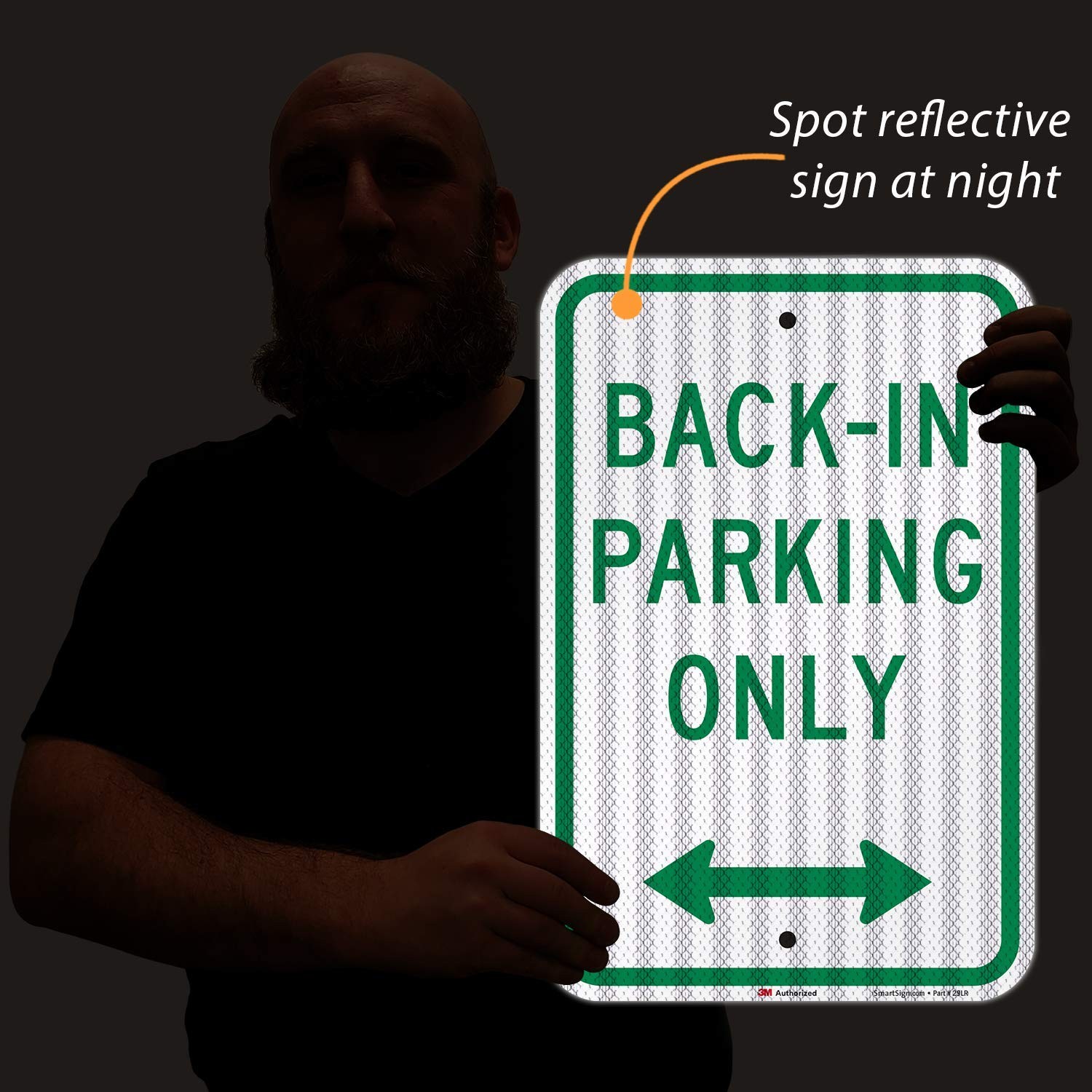 1 PCS K6986HI12x18 12×18 Inch BackIn Parking Only Sign Reflective Arrow