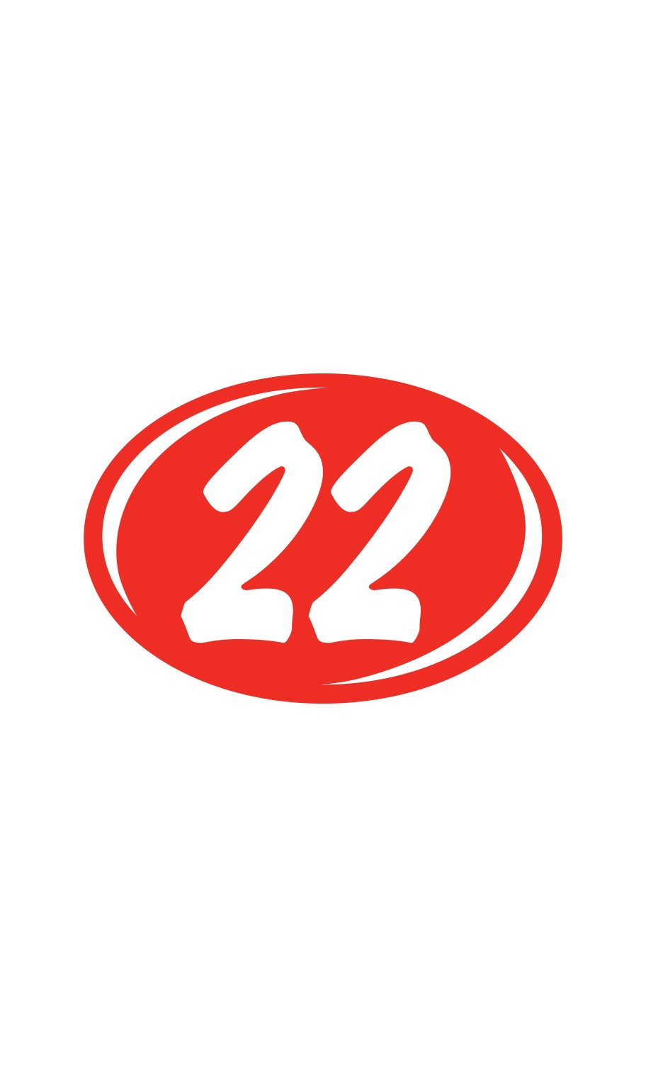 SSWBasics Oval 2-Digit Year Stickers – White/Red – « 22 » – Pack of 12