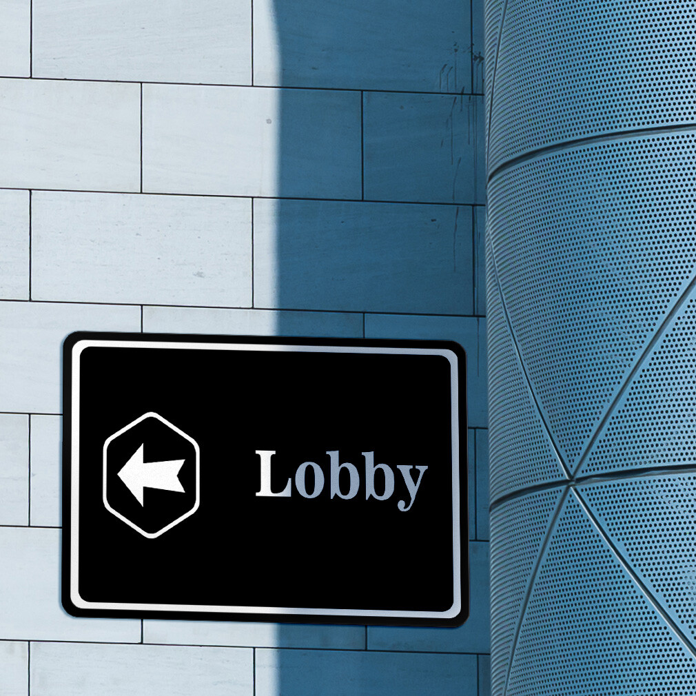 Aluminum Horizontal Metal Sign Lobby with Left Arrow Business Feature Department