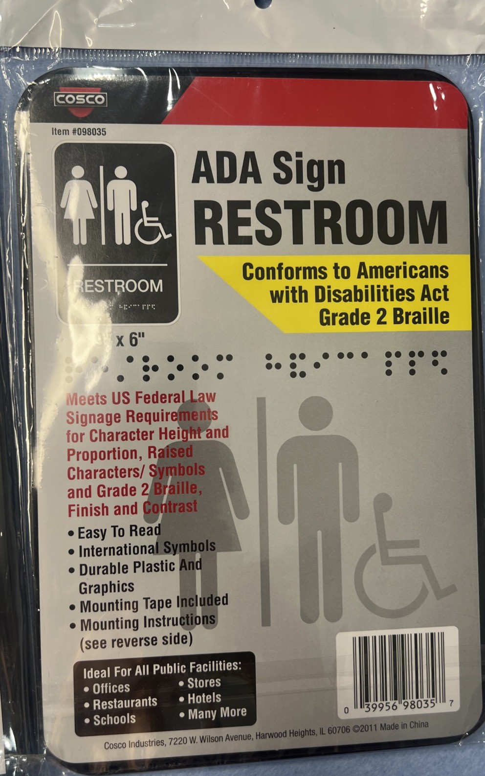(2) Unisex Male Female Restroom Sign & (1) Employees Only Sign