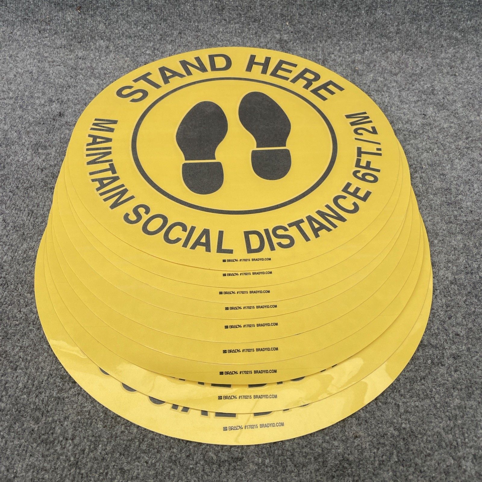 Lot Of 10 – Brady 170215 Maintain Social Distance 6Ft./2M Sign Black/Yellow New