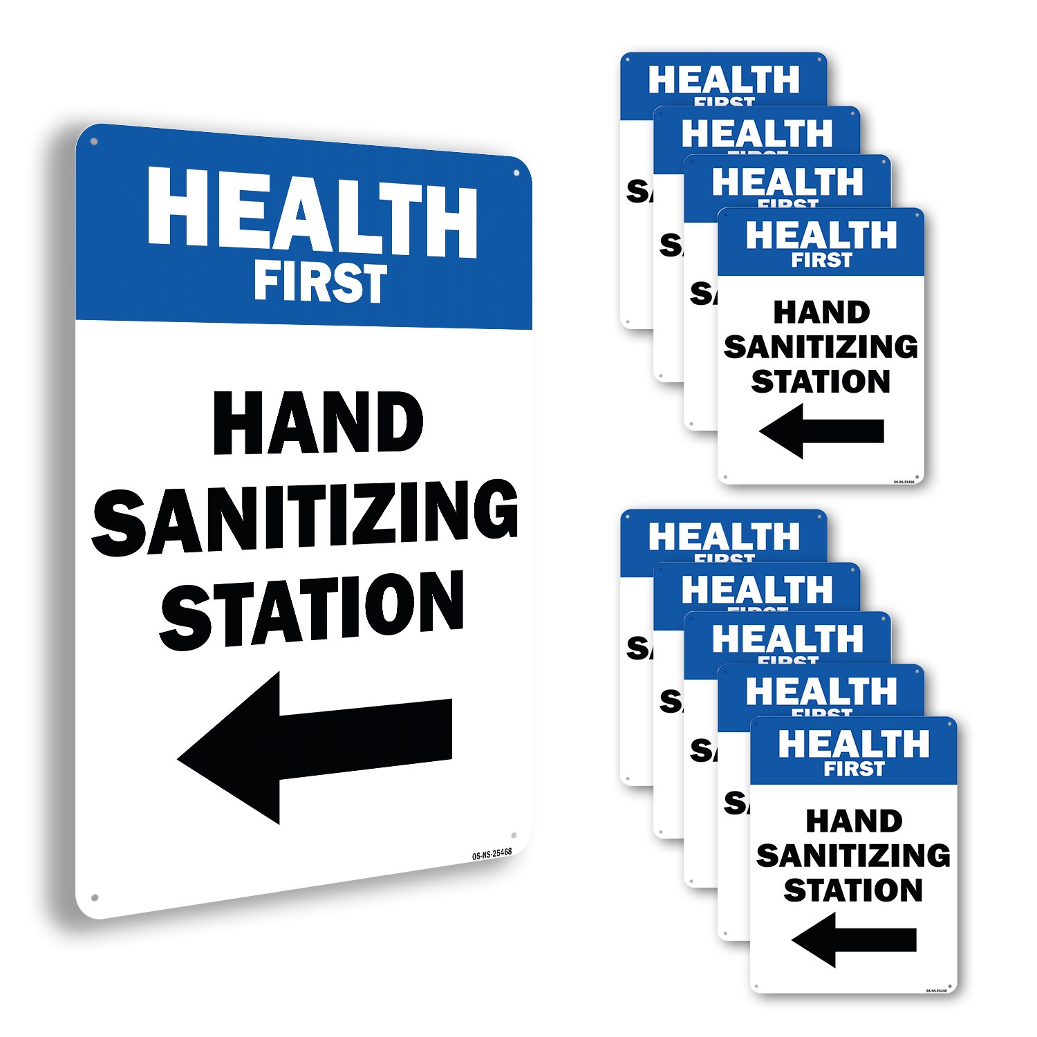 Health First Hand Sanitizing Station Left Arrow Public Safety Sign 5/10 Pack