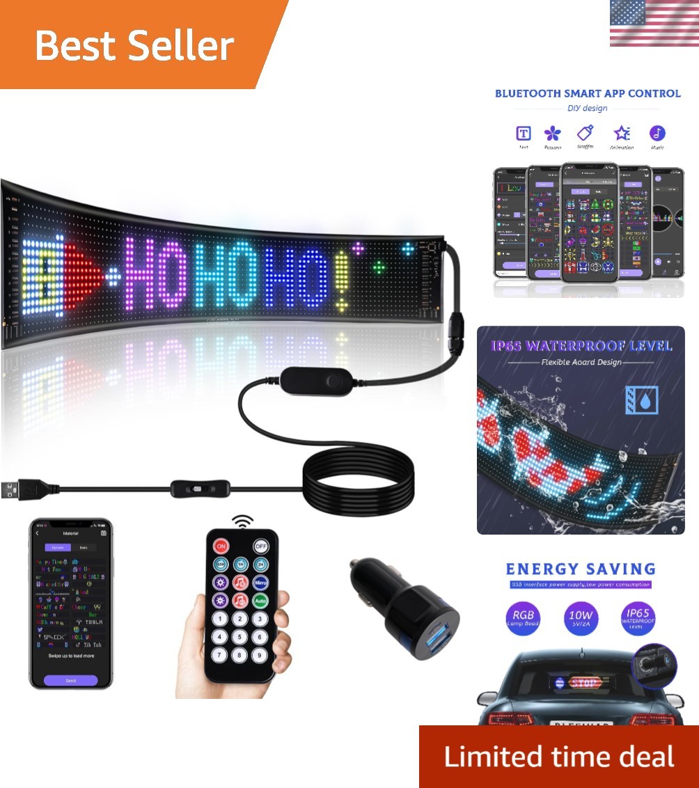 Programmable Bluetooth LED Car Window Sign – Customizable 23 »x5 » Display
