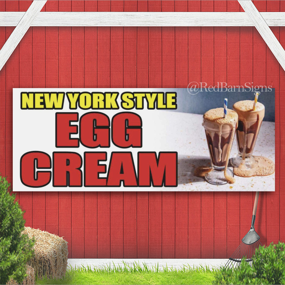 NEW YORK STYLE EGG CREAM Indoor Outdoor Banner Sign with grommets