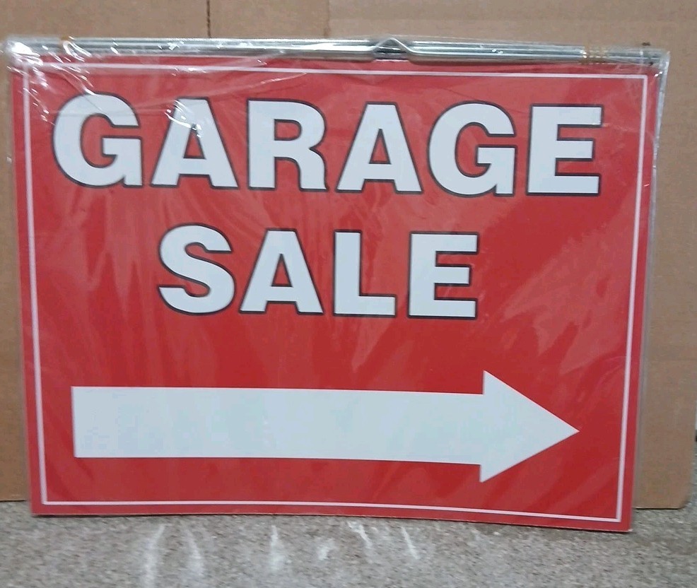 3 pcs. Garage Sale Signs with metal stakes to put in ground 12&Prime; x 16&Prime;