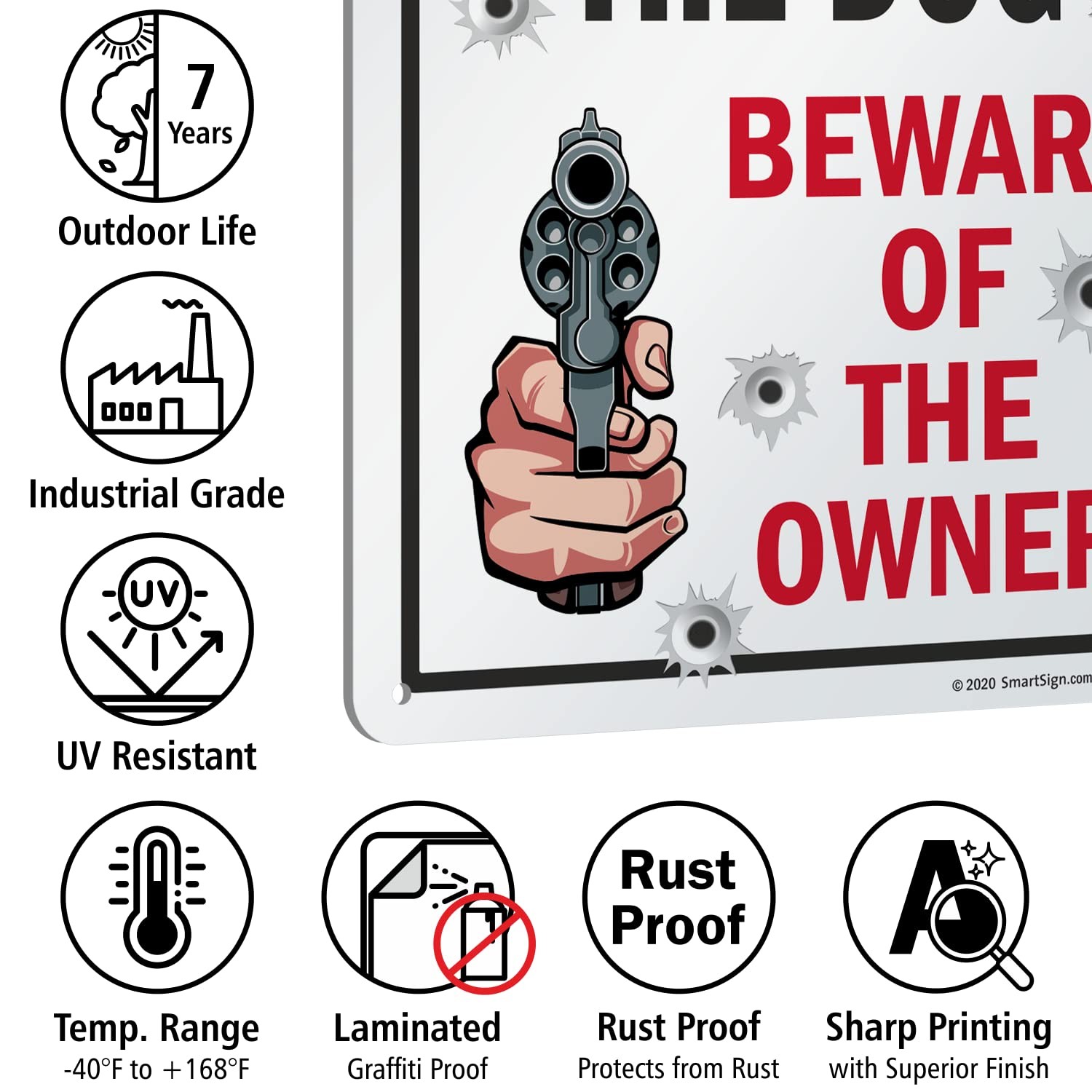 14 x 10 inch Funny “Never Mind The Dog – Beware Of The Owner” Metal Sign, 40 …