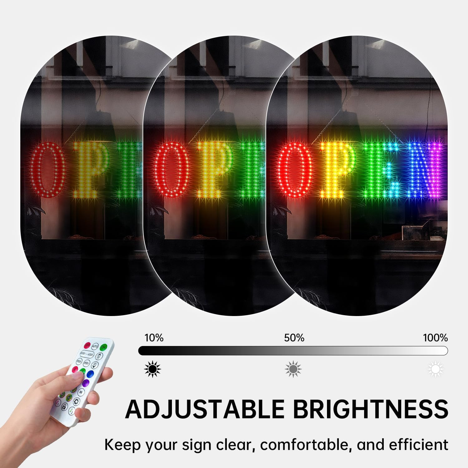OPEN Sign for Business, 30&Prime; X 10&Prime; LED Open Sign with 16 Million Colors, APP