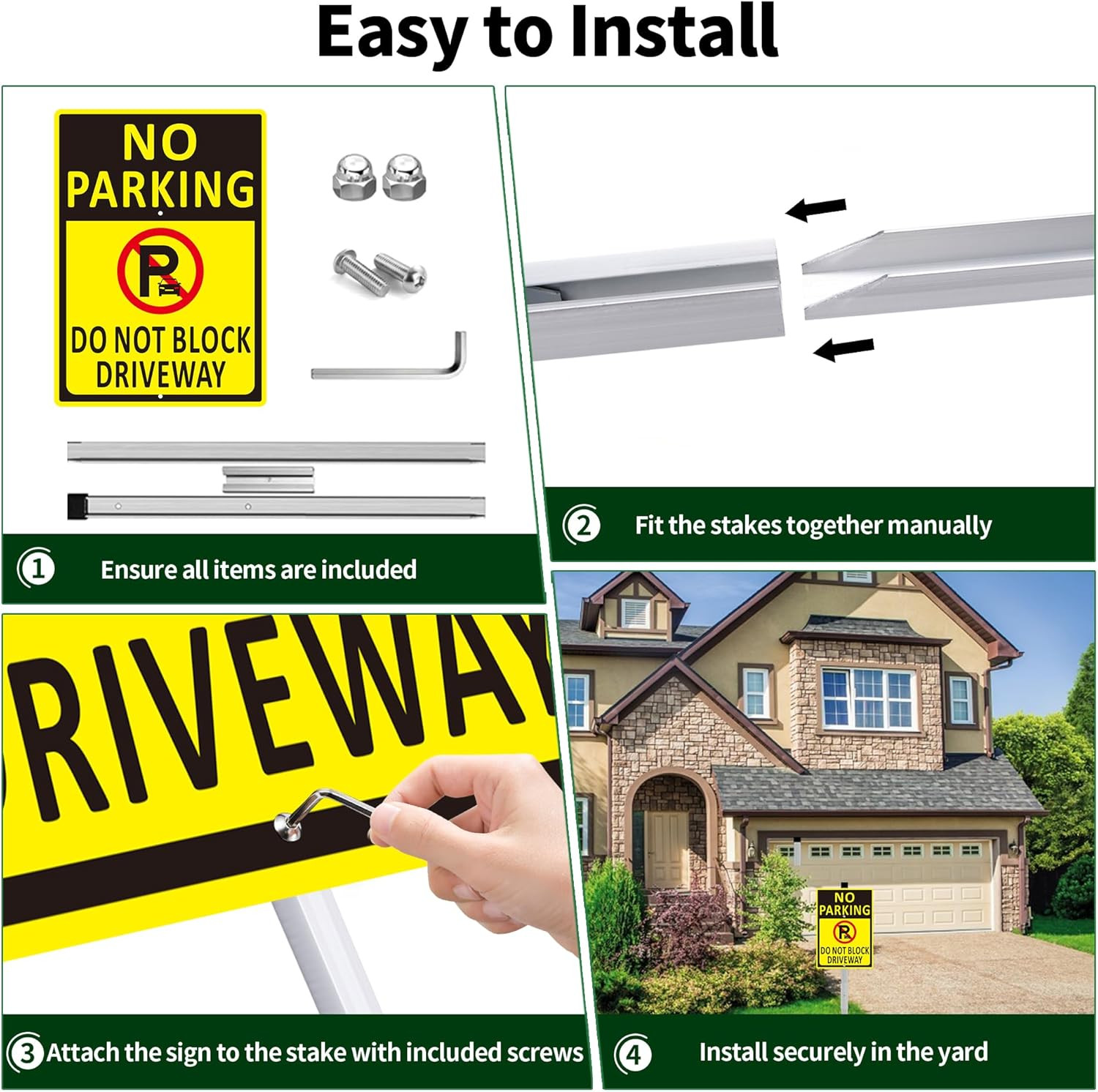(2 Pack) No Parking Do Not Block Driveway Sign – 10X14 Inch Aluminum Metal No Pa