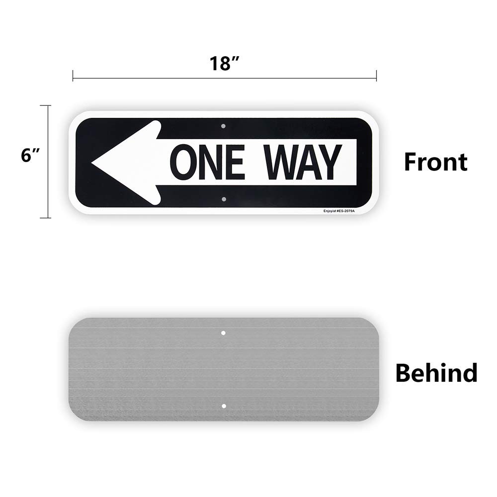 2 Pack 18×6 Inch One Way Signs with Left Arrow Rust-Free Aluminum Arrow Sign