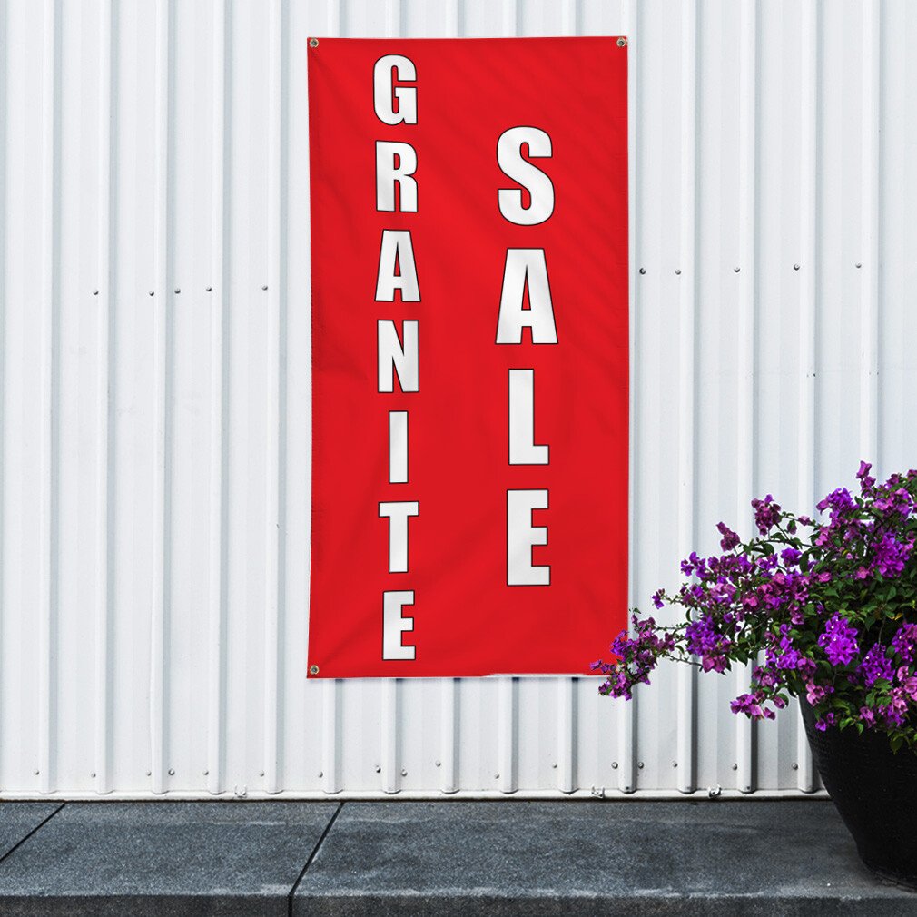 Vertical Vinyl Banner Multiple Sizes Granite Deal Red Home Remodeling Business