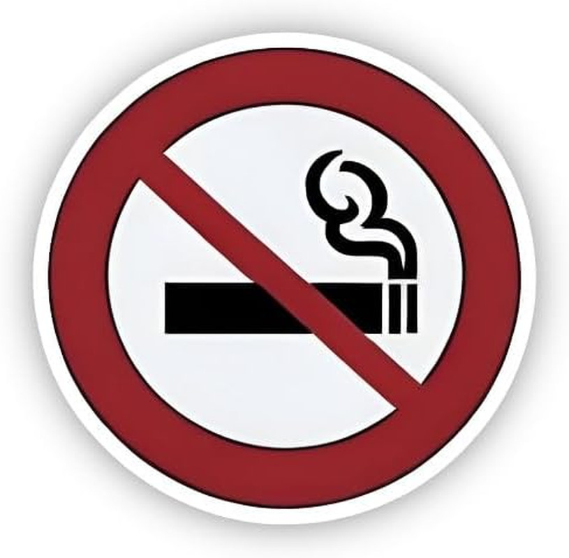 No Smoking Sign Stickers – 6 Inches Self Adhesive – Red and Black on White